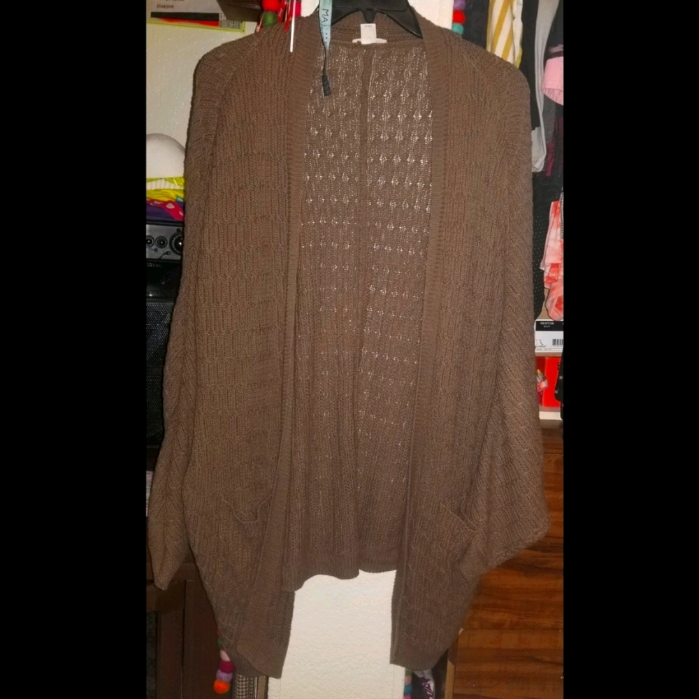 Westbound Brown Knit Shrug Sweater